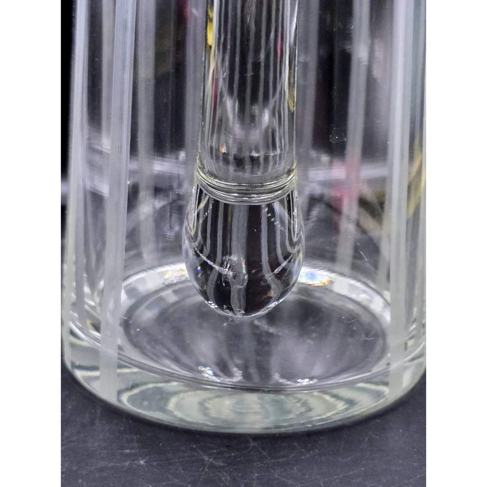 Chill-It‎ Aluminum Ice Tube Glass Pitcher Vtg Gilley Etched Manhatten Stripes